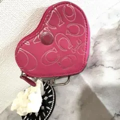 COACH コーチ ハート型 小銭入れ コインケース ピンク キーホルダー