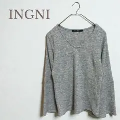 ★イング★カットソーニット グレー フレア袖 薄手 Vネック カジュアル
