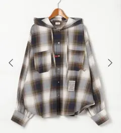 ◆新品◆be with M Misayo フードチェックシャツ ブラウンチェック