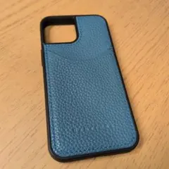 iPhone13mini　レザー仕上げの青色ハードケース