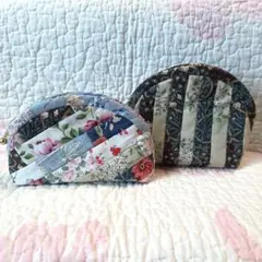 1-9 ハンドメイド　パッチワークポーチ2点セット