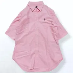 極美品＊ラルフローレン オックスフォード シャツ ロゴ刺繍 ピンク M