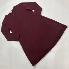 【試着のみ】ピンクハウス ボルドー ピコフリル使い カットソーワンピース