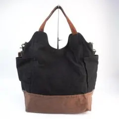 美品 NOTRE FAVORI 2wayバッグ キャンバス地 ブラック@AH13