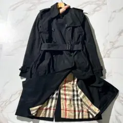 バーバリー トレンチコート L UK12 英国製 ノバチェック 黒