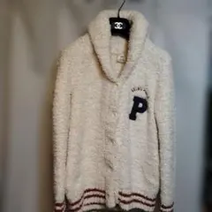 最終価格！ジェラートピケボアカーディガンオフ白×エンジ赤