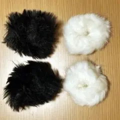 ヘアゴム　ふわふわ　白　黒　まとめ売り