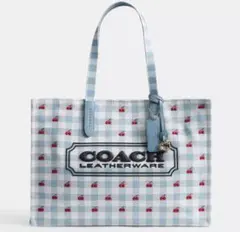 COACH チェリー柄 ギンガムチェック トートバッグのサムネイル