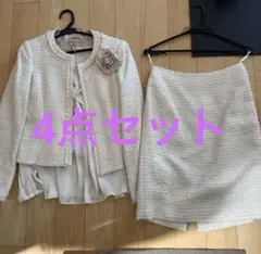 ね*こ様 ANAYI アイボリー スカートスーツ 38 ブラウス　コサージュ4点