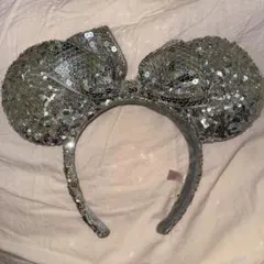 シルバー スパンコール ミッキーマウス耳カチューシャ