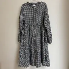 après les cours チェック柄長袖ワンピース 130