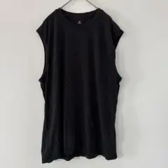 H＆M【L】ノースリーブ Ｔシャツ 無地 黒 クールマックス素材 夏 ゆるだぼのサムネイル