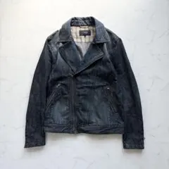 バーバリーブラックレーベル ライダース デニムジャケット インディゴ Lのサムネイル