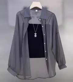 s*k様 シースルーグレーシャツ 長袖