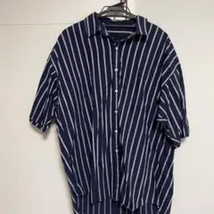 FAT SKINNY ストライプ 半袖シャツ ネイビーのサムネイル