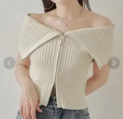 【chico】Wジップオフショルノースリニット