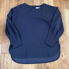 ☆美品☆IKKA LOUNGE ネイビー 長袖カットソーブラウス M 紺トップス