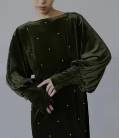 Ameri BACK OPEN PEARL VELOUR DRESS