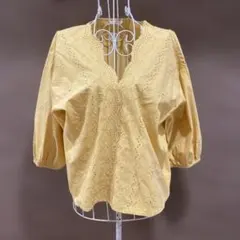 colzaイエロー 刺繍入り チュニック 五分袖★Mサイズのサムネイル