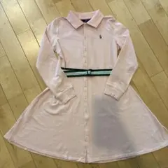 ポロラルフローレン　刺繍入り　ピンク長袖ワンピース　150センチ　女の子　美品