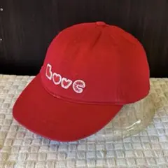 赤色刺繍ロゴベースボールキャップ「Love」　ユースサイズ　6パネル　90s