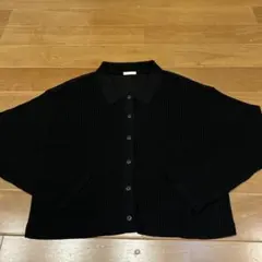 【GU】ブラックリブ編み長袖カーディガン/ Lサイズ
