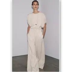 ZARA ワイドパンツ　アイボリー