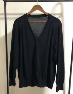 無印良品 UVカット コットンカーディガン XXL 黒 ボックスシルエット