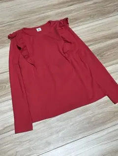 devirock 肩フリル 長袖Tシャツ 150 赤