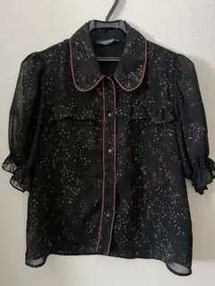 ZARA WOMAN ブラックフリルシャツ 半袖