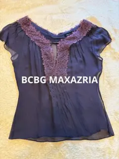 BCBGMAXAZRIAシルクシフォン半袖✴︎フレンチスリーブ✴︎ブラウンブラウス