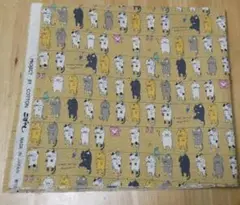 猫柄　洗濯干し猫柄　リップル生地　黄色　約110cm✕約50cm　②