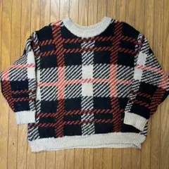 値下げ！FREAK'S STORE チェック柄ビッグシルエットニットセーター