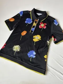セール中！⭐️美品⭐️LEONARD sport 半袖ポロシャツ４０　ブラック　花柄 LEONARD SPORT レオナールスポーツ 半袖ポロシャツ 総柄 40花柄 - メルカリ