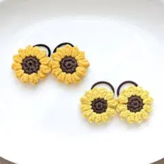 «78»真夏のひまわりヘアゴム　淡色