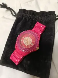 ピンキー＆ダイアン 腕時計 ストーン ショッキングピンク P＆D