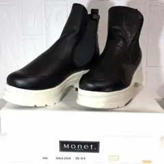 【極美品】Monet モネ 厚底サイドゴアブーツ 本革 4E 軽量 21.5㌢