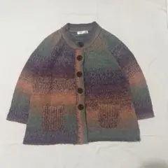 レトロ 90s ミックス ウール ニット マーブルカラー カーディガン かわいい