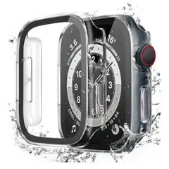 2個 アップルウォッチ クリアケース 44mm プラスチック+ガラス 透明