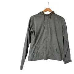 【海外古着】グレー フード付き カジュアル ジップアップ パーカー