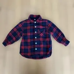 無印良品　90cm ネイビー・レッド チェック柄 長袖シャツ