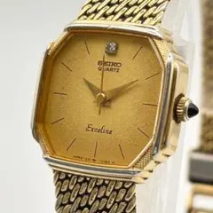 SEIKO エクセリーヌ 1221-5080 クォーツ ゴールド 1Pストーン