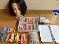 美容師国家試験セット一式 ウィッグ3体 美品 ロッド大量 バッグ付