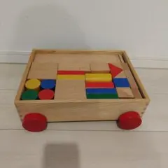 木製積み木セット 車輪付き