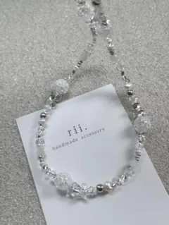 998 (再) ビーズネックレス　ガラスビーズネックレス　ファルファーレ　クリア