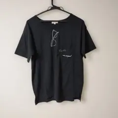 HUSHUSH メガネ刺繍 ブラック TシャツМのサムネイル