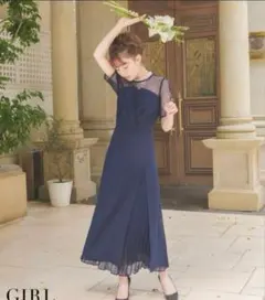 【新品】【タグ付】girl ガール ロングワンピース ネイビー Sサイズ