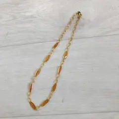 【美品】べっ甲風 ネックレス ブラウンクリア ロング アクセサリー ヴィンテージのサムネイル