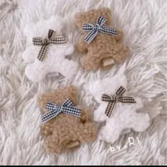 【大人気】ふわふわ くま ヘアクリップ ヘアピン ホワイト 新品未使用