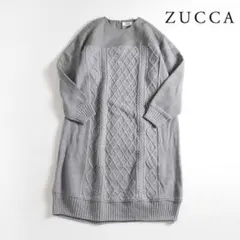 703t*美品 ZUCCA ズッカ ウール混 ケーブル編み ニット ワンピースのサムネイル